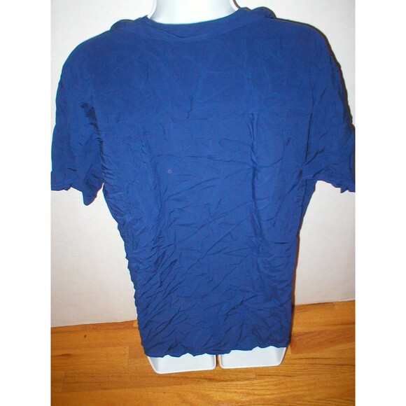 New Womens Express Top S Dark Navy Blue Small Nice Work School Blouse SS Viscose - Picture 3 of 9